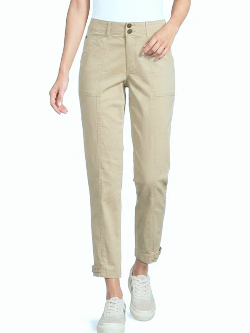 Democracy"Ab"solution Stretch Utility High Rise Tapered Leg Pants Stone